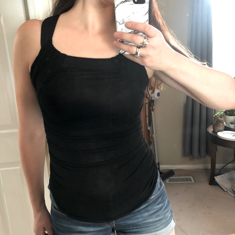Satin detail stretch tank